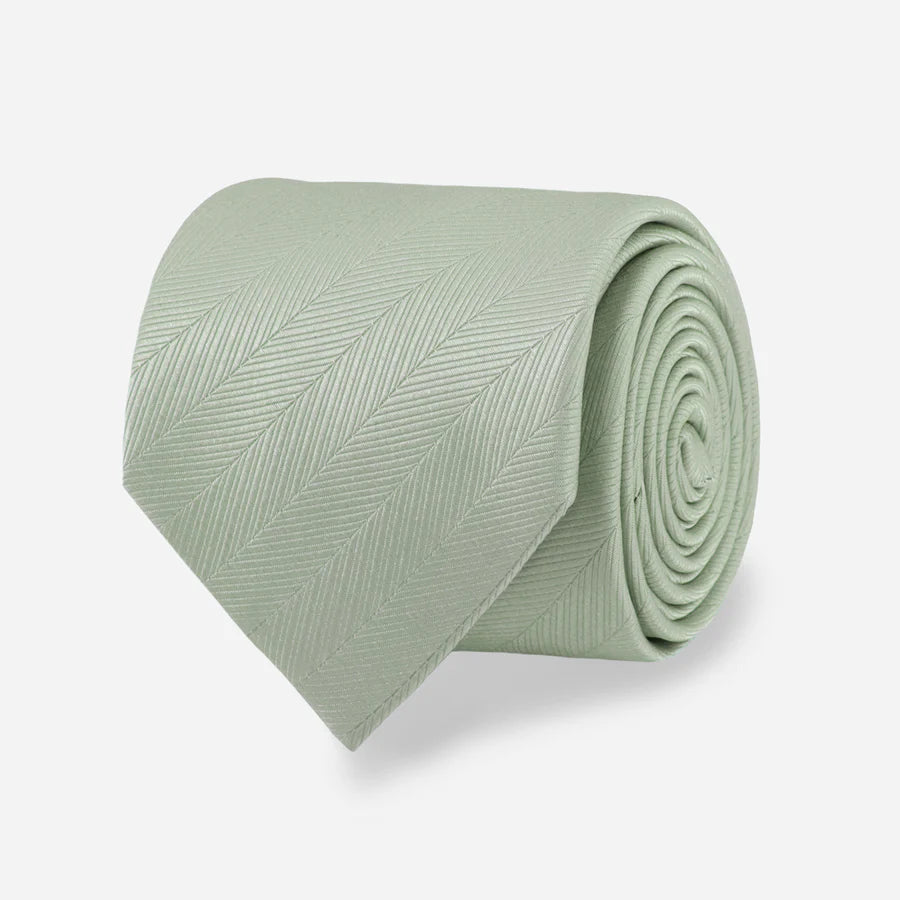 Herringbone Vow Sage Green Tie